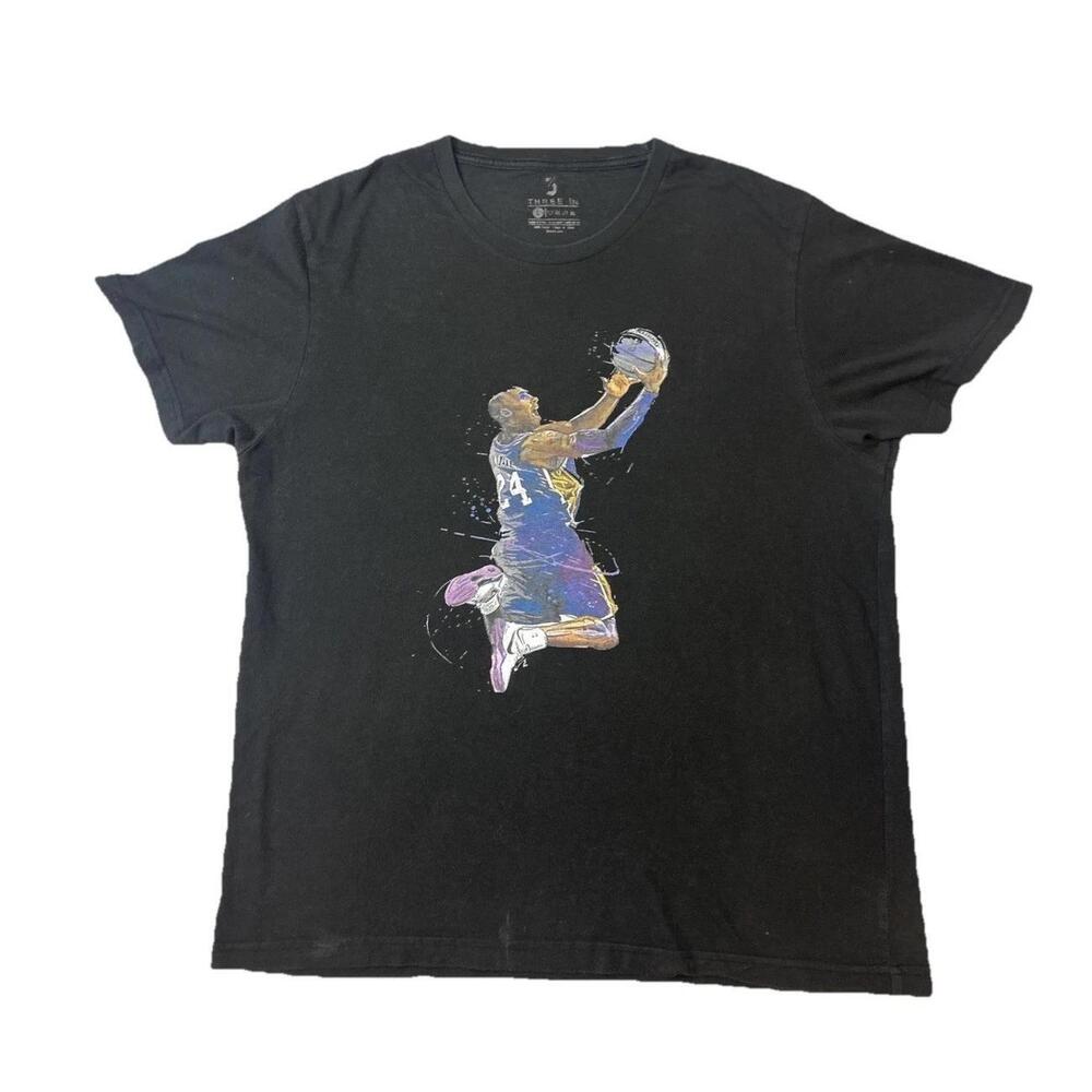 Kobe Bryant Dunking Los Angeles Lakers Graphic T-Shirt Three In Black